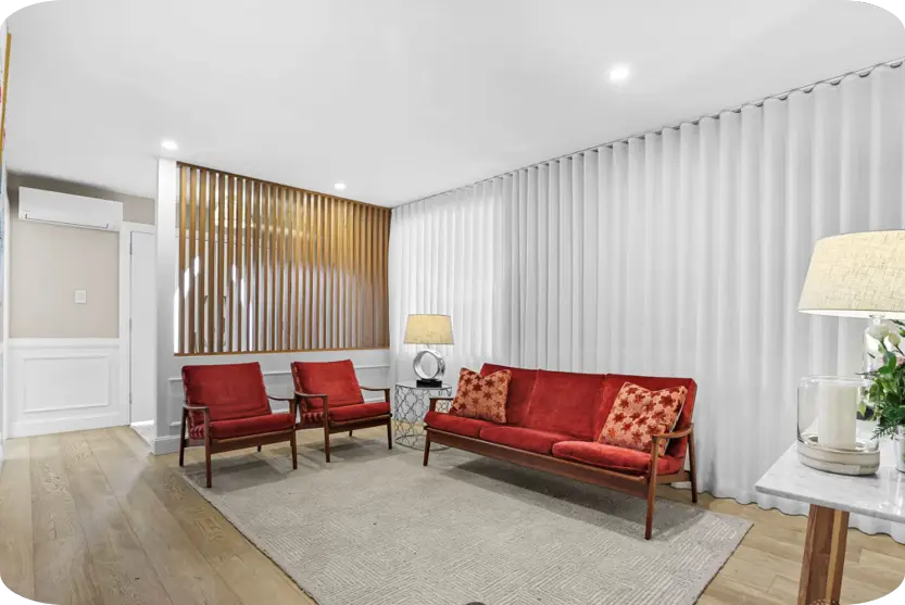 Baulkham Hills — finished second lounge with red seating